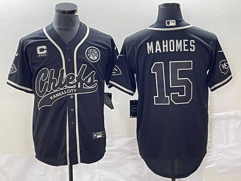 Men's Kansas City Chiefs #15 Patrick Mahomes Black C Patch Cool Base Stitched Baseball Jersey,We sell and wholesale Men's Kansas City Chiefs #15 Patrick Mahomes Black C Patch Cool Base Stitched Baseball Jersey on line form chian!